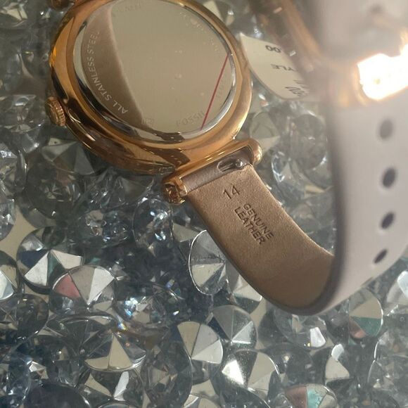 New The desert dweller purple lilac Fossil women’s genuine leather wristwatch - Picture 4 of 13